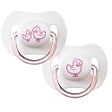Tommee Tippee Decorated Orthodontic 0-6mths - White with pink duck design
