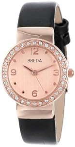Breda Women's 2368-rosegold/black Jennifer Rhinestone Mini Bezel Slim Watch