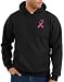 Breast Cancer Awareness Hoodie Sweatshirt Pink Ribbon Pocket Print Adult Hooded Pullover Black