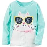 Carter's(カーターズ) ロングスリーブワンクールキャットグラフィックティ グリーン トップス長袖Tシャツ 4歳【並行輸入】