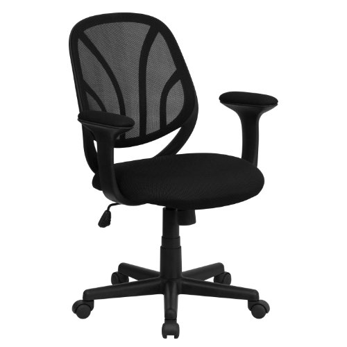 Flash Black Mid-Back Mesh Computer Task Chair with Arms