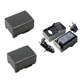 SAVEON Battery Kit includes Two Spare Replacement Canon BP808 Batteries + Charger For The Canon FS200, FS100, FS22, FS21, FS11, FS10 Flash Memory Camcorders