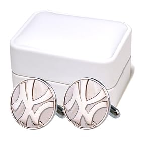 New York Yankees MLB Logo'd Silver Series Executive Cufflinks w/Jewelry Box by Cuff Links by 