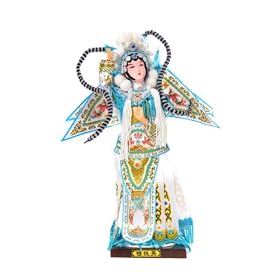 Figure / poup�e pour collectionneurs, des artistes de th��tre dans le style op�ra de P�kin - costume blanc avec des drapeaux (24cm de haut), Art MGY-9