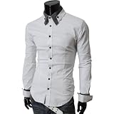 TheLees (ST29) Mens long double collar cuff slim dress shirts