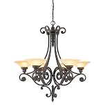 Murray Feiss F1677/6PAL Casbah Six-Light Chandelier, Palladio with Ambert Etched Glass Shades