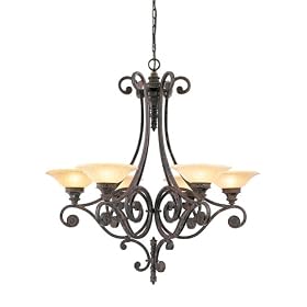 Murray Feiss F1677 6PAL Casbah Six-Light Chandelier, Palladio with Ambert Etched Glass... by Murray Feiss