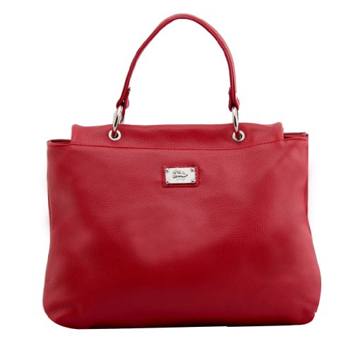 Jenrigo JE 5201ALCE RUB Made in Italy Leather Bright Red Versatile Satchel Handbag Jenrigo JE 5201ALCE RUB Made in Italy Leather Bright Red Versatile Satchel Handbag