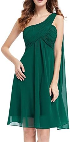 TiCheng One Shoulder Ruffle Chiffon Homecoming Dress Nice Elegant Girl Dress Green US10