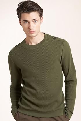Limited Collection Crew Neck Epaulette Waffle Top