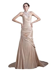 High-Neck Sheer Applique Sheath Taffeta  Dress with a Brush/Sweep Train 
