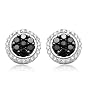 10k White Gold Black & White Diamond Cluster Earrings (1 cttw, I-J Color, I3 Clarity)