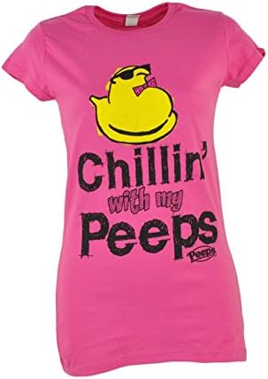 Chillin With My Peeps Marshmallow Candy Hot Pink Women Ladies Tshirt Tee Small