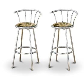 Click here to buy 2 John Deere Tractor Yellow Vinyl Chrome Swivel Bar Stools by The Furniture Cove.