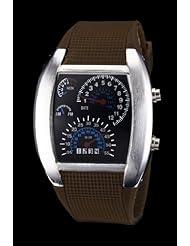 Youyoupifa Rubber Band Digital Display Dial LED Wrist Watch (Coffee)