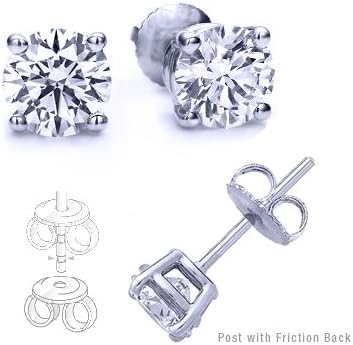 9.00 Carat Total Cubic Zirconia 925 Silver Stud Earrings. Round Stones 4.50 Carat Each