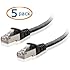 Cable Matters 5 Pack, Cat6a Snagless Shielded (SSTP/SFTP) Ethernet Patch Cable in Black 3 Feet