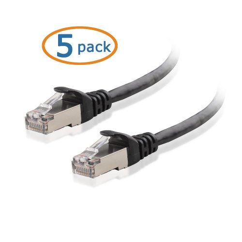 Cable Matters 5 Pack, Cat6a Snagless Shielded (SSTP/SFTP) Ethernet Patch Cable in Black 6 Feet