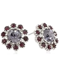 Betsey Johnson "Iconic Amethyst" Crystal Flower Gem Stud Earrings