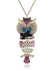 Betsey Johnson "Enchanted Forest" Large Owl Long Pendant Necklace, 34"