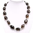 Handmade Smoky Quartz Necklace With Silver Beads