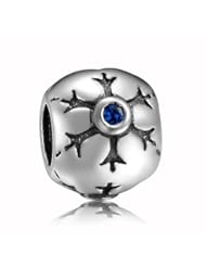 Kitchen: September Birthstone Dark Blue Snowflake Charm 925 Sterling Silver Pandora Compatible - Longenology