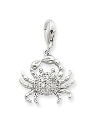 Sterling Silver Cz Crab Charm