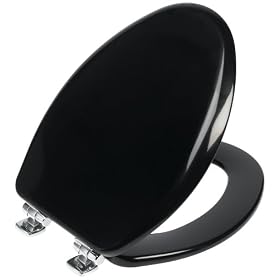 Mayfair Bemis 19160CHSL 047 Designer Series Alesio Toilet Seat with Chrome Whisper-Close Hinges, Elongated, Black by Mayfair