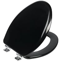 Mayfair/Bemis 19160CHSL 047 Designer Series Alesio Toilet Seat with Chrome Whisper-Close Hinges, Elongated, Black