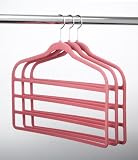 ULTRA-SLIM VELVET 4 BAR PANT HANGERS - SET OF 3- Pink