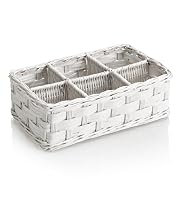White Rattan 6 Divider Basket