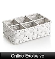 White Rattan 6 Divider Basket