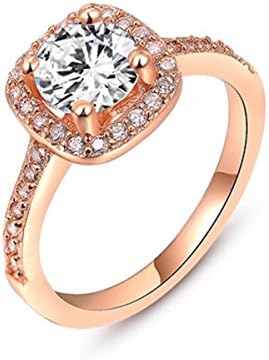 Eudora CZ Cubic Zirconia Forever Love Wedding Engagement Ring Bridal Jewelry Square Cut Stones-M7