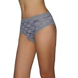 Ladies Marilyn Monroe Sexy Lace Sheer Mesh Stretch Hipster Brief Panties Underwear / Knickers - Grey