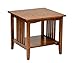 OSP Home Furnishings Sierra End Table with Lower Storage Shelf and Mission Style Side Panels, Ash Brown