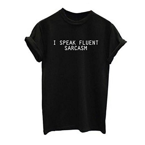 Lookatool I Speak Fluent Sarcasm Women Short Sleeve Blouse Cotton T shirt Tops