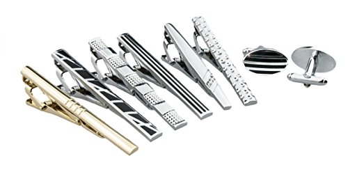 Mens Fashion Neckie Tie Clips Bar Set & 2pc Cufflinks, By Zakka Republic ...