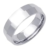 14K White Gold Knife Edge Mens Wedding Band Ring 7mm