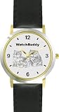 Persian Kittens (SC) CAT - WATCHBUDDY® DESIGNER DELUXE TWO-TONE THEME WATCH - Arabic Numbers-EVENING TWILIGHT STYLE - Gray Dial with Black Leather Strap-Women's Size-Small