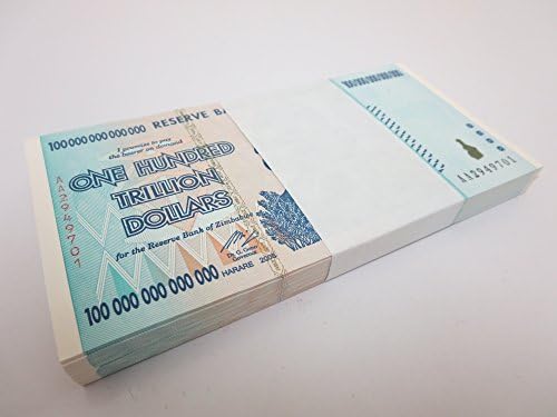 Zimbabwe 100 Trillion Dollars X 100 PCS,AA/2008 Series, UNC, Currency, Bundle, Pack 50 & 100 Trillion Series