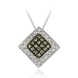 Sterling Silver 1/5 ct. TDW Diamond Shaped Champagne Diamond Pendant