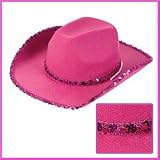 Felt Pink Fuchsia Sequin Cowgirl Hat-Cowboy