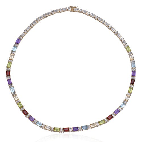 18k Yellow Gold Plated Sterling Silver Multi-Gemstone 