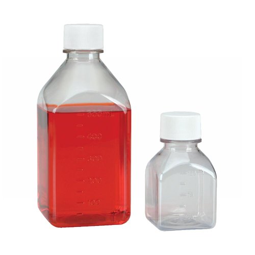 Wheaton 219975 PET Media Bottle,125mL, Sterile With 33-430 White Polypropylene Screw Cap, Packaged In 2 Sterile Trays Of 24 Bottles, 53mm x 53mm x 99mm (Case of 48)