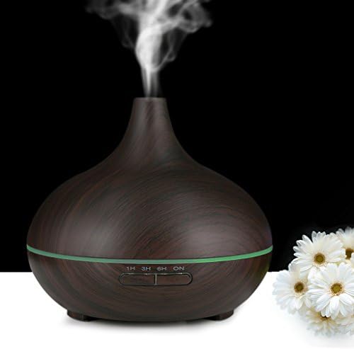 SMALI Aroma Diffuser 300ml Essential Oil Diffuser Aromatherapy Wood Grain Cool Mist Humidifier, Waterless Auto Shut-off / 4 Timer Setting, 7 Colors Changing LED Night Light for Office Home Yoga Spa