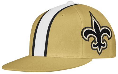 NFL Men's New Orleans Saints End Zone Flat Visor Flex Hat - Tw79Z (Old Gold, Large/X-Large)