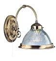American Diner Antique Brass And Clear Ribbed Glass Wall Light 1X60 Watt Bc Lamp