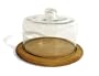 J.K. Adams 9-Inch Diameter Artisan Wood Cheese Board with Glass Dome, Brown