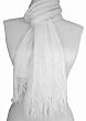 Alpaca Winter Scarf - Cable Design in Ivory (With Fringes)