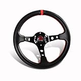 320mm Deep Dish Drifting Style with Carbon Fiber Style PVC Leather with Red... by HK5